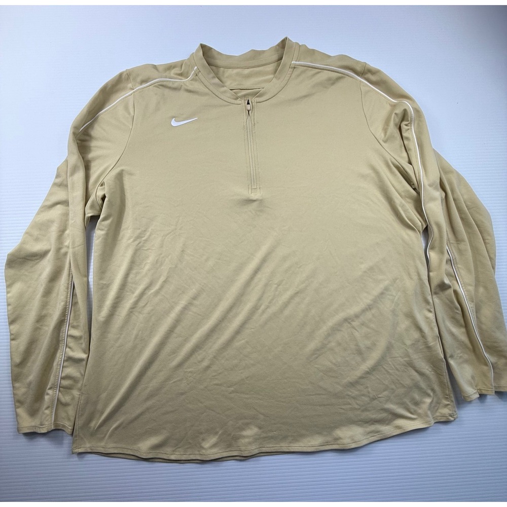Nike Court Dri-FIT Mens 3XL Tan Khaki 1/4 Zip‎ Tennis Pullover Long Sleeve Shirt
